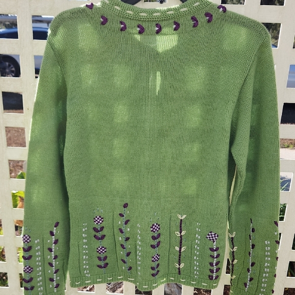 Green Embroidered Women's Sweater - 100% Peruvian Alpaca - Picture 7 of 16